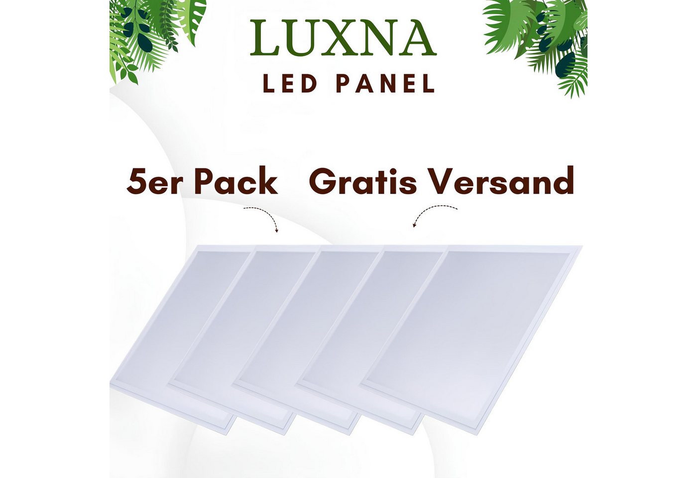 LUXNA LED Panel LUXNA 5x LED Panel Rasterleuchte Deckenleuchte 62x62 4000lm 6000k, LED fest integriert, Kaltweiß, Hell, klar und tageslichtähnlich LUXNA LED Panel LUXNA 5x LED Panel Rasterleuchte Deckenleuchte 62x62 4000lm 6000k, LED fest integriert, Kaltweiß, Hell, klar und tageslichtähnlich von LUXNA