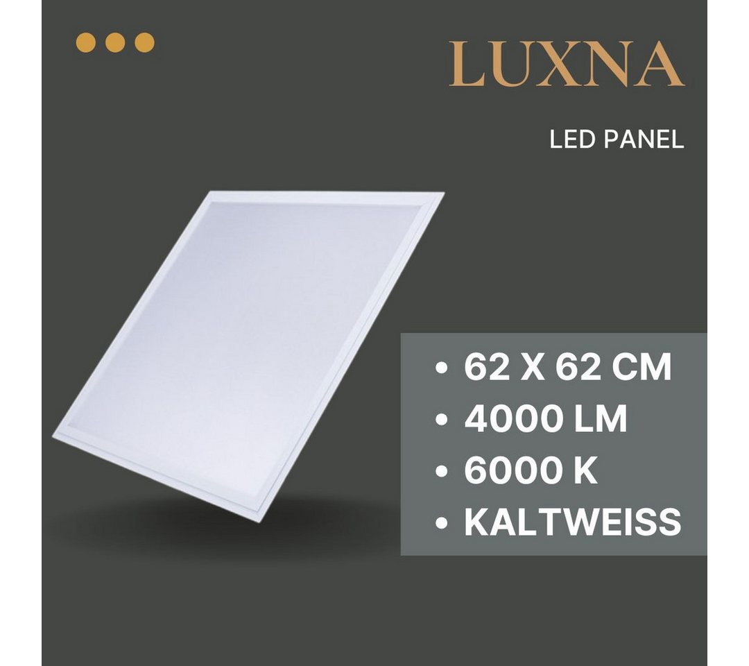 LUXNA LED Panel LUXNA LED Panel Rasterleuchte Deckenleuchte 62x62cm 4000lm 6000k, LED fest integriert, Kaltweiß, Hell, klar und tageslichtähnlich LUXNA LED Panel LUXNA LED Panel Rasterleuchte Deckenleuchte 62x62cm 4000lm 6000k, LED fest integriert, Kaltweiß, Hell, klar und tageslichtähnlich von LUXNA