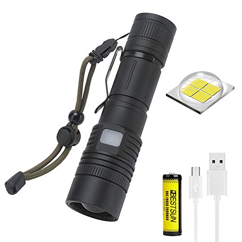 7000 High Lumen XHP50 LED-Taschenlampe, wiederaufladbare superhelle XHP50 LED-Taschenlampe mit 5 Modi, wasserdichte Zoom-Taschenlampe für Camping, Wandern, täglichen Gebrauch von LUXNOVAQ