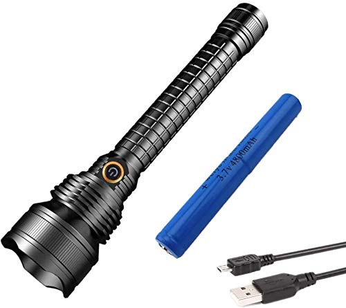 LUXNOVAQ Wiederaufladbare LED-Taschenlampe, 10000 Lumen Handheld-Taschenlampe Hochleistungs-Taktische Taschenlampen mit 5 Modi Wasserdichte Taschenlampe für Camping Wandern Notfall von LUXNOVAQ