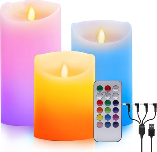 LED RGB Kerzen Flammenloses Kerzenlichter, USB Multicolor Teelichter Warmweiß LED Kerze Lichter Docht Flackernde Echtwachs Elektrischer LED Lampe mit Fernbedienung Timerfunktion Haus Dekoration LED RGB Kerzen Flammenloses Kerzenlichter, USB Multicolor Teelichter Warmweiß LED Kerze Lichter Docht Flackernde Echtwachs Elektrischer LED Lampe mit Fernbedienung Timerfunktion Haus Dekoration von LUXONIC