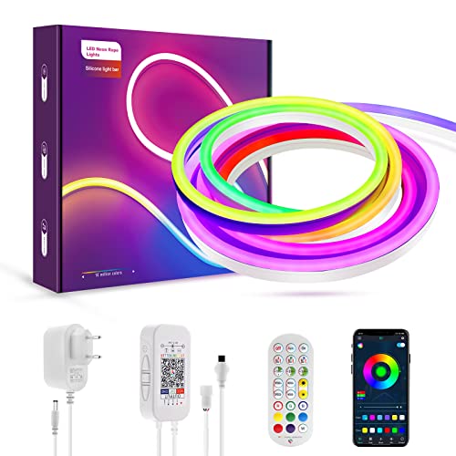 LUXONIC LED-Neonlichter, 2 m, Bluetooth, mit APP-Fernbedienung, IP65, wasserdicht, flexibel, Neon-LED-Streifen, RGB IC LED, Neonlicht für Spielzimmer, Dekoration im Freien von LUXONIC
