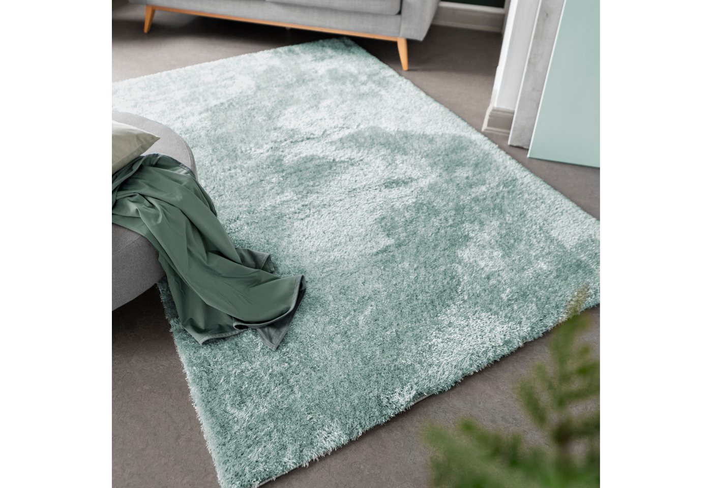 Hochflor-Teppich Gela, LUXOR living, rechteckig, Höhe: 45 mm, Uni Farben, weich und flauschig, ideal im Wohnzimmer & Schlafzimmer von LUXOR living