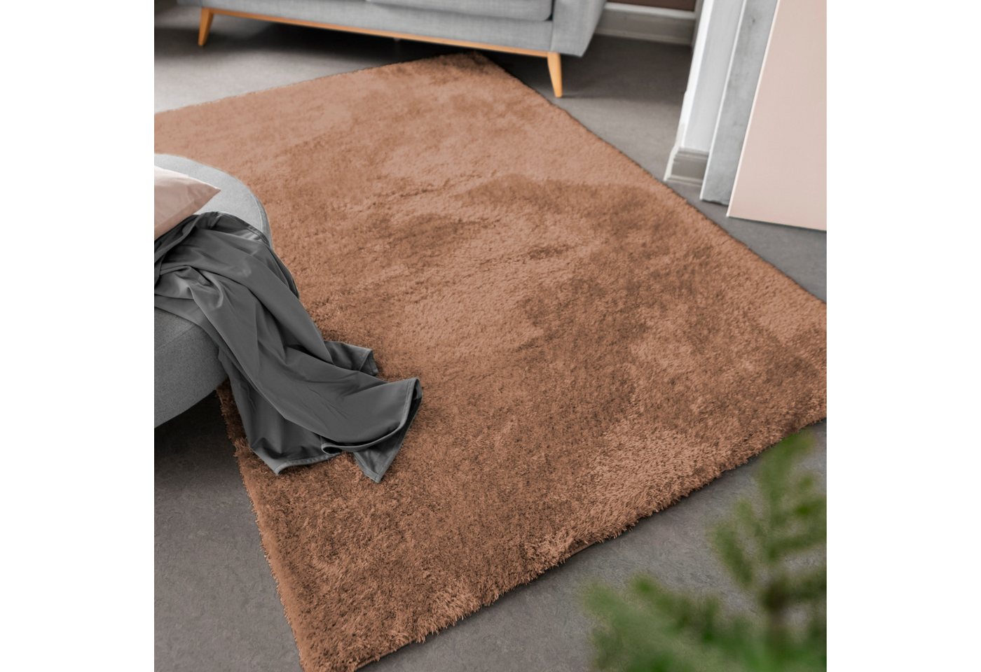 Hochflor-Teppich Gela, LUXOR living, rechteckig, Höhe: 45 mm, Uni Farben, weich und flauschig, ideal im Wohnzimmer & Schlafzimmer von LUXOR living