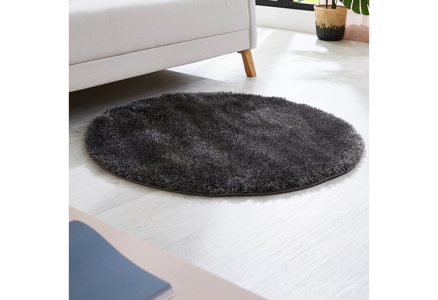 Hochflor-Teppich Gela, LUXOR living, rund, Höhe: 45 mm, Uni Farben, weich und flauschig, ideal im Wohnzimmer & Schlafzimmer von LUXOR living