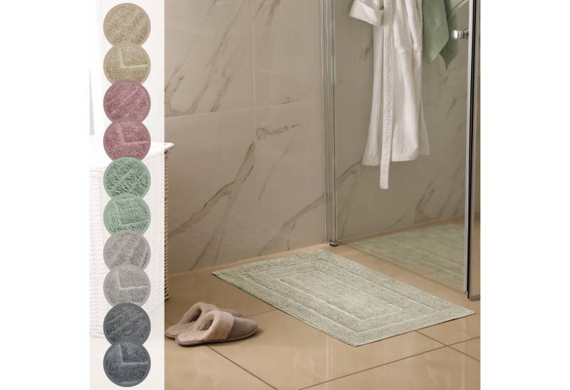 Andiamo Badematte Havanna, 50x80 cm, Höhe 7,5 mm, fußbodenheizungsgeeignet, schnell trocknend, Baumwolle, Polyester, rechteckig, Badteppich, Uni Farben, Hoch-Tief Effekt, verschiedene Designs von Andiamo
