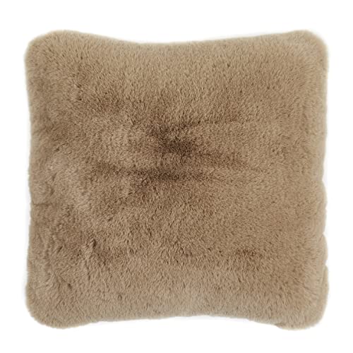 -LUXOR- living Kissen Coste Kunstfell Dekokissen in Schaffelloptik - Flauschiges Kuschelkissen Sofakissen für Deko Wohnzimmer 40 x 40 cm Taupe 1 Stück von -LUXOR- living