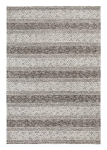 -LUXOR- living Aalborg Wollteppich - Ideal für Wohnzimmer im Boho Style oder als Teppich Esszimmer im Skandinavischen Stil - Grau-Braun 160 x 230 cm von -LUXOR- living