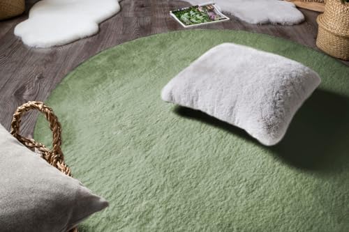 -LUXOR- living Teppich Coste gemütlicher Hochflor Kunstfell Teppich Fellimitat in Schaffelloptik 80 cm rund dunkelgrün -LUXOR- living Teppich Coste gemütlicher Hochflor Kunstfell Teppich Fellimitat in Schaffelloptik 80 cm rund dunkelgrün von -LUXOR- living