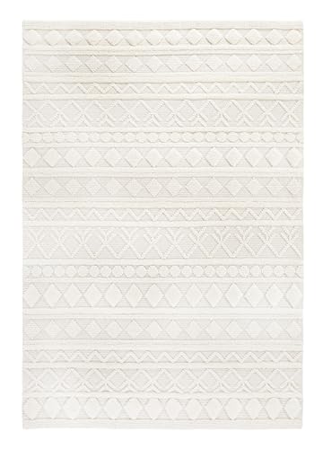 -LUXOR- living Hägga Wollteppich - Ideal für Wohnzimmer im Boho Style oder als Teppich Esszimmer im Skandinavischen Stil - Creme 70 x 140 cm von -LUXOR- living