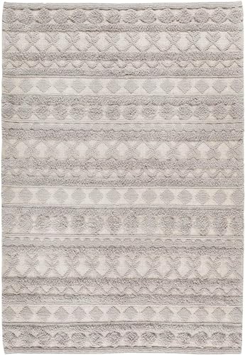 -LUXOR- living Teppich Hägga Wollteppich ideal als Teppich Wohnzimmer im Boho Style oder Teppich Esszimmer im skandinavischen Stil - Wohnzimmerteppich Grau 160 x 230 cm von -LUXOR- living