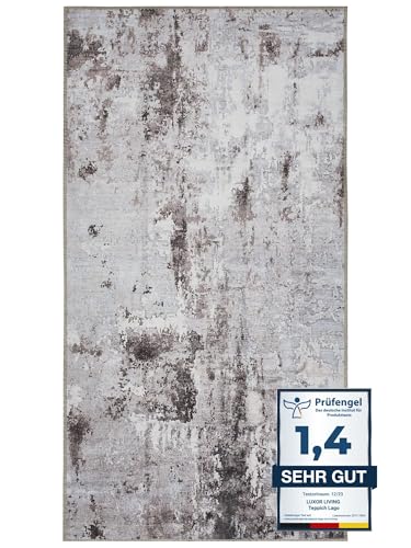 -LUXOR- living Lago | Waschbarer In- und Outdoor Teppich | Modernes Design, Pflegeleicht, Flexibel Einsetzbar, Haustierfreundlich | 80 x 150 cm Anthrazit-Grau von -LUXOR- living