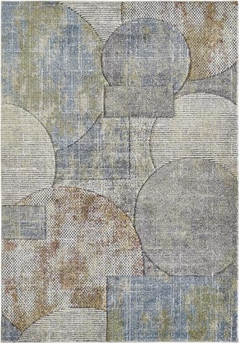 -LUXOR- living Teppich Torrent moderner Kurzflorteppich, abstraktes Muster, Patchwork-Design, Hoch-Tief Struktur, Farbe: Blau-Multi 1, Größe: 160 x 230 cm von -LUXOR- living