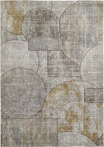 -LUXOR- living Teppich Torrent moderner Kurzflorteppich, abstraktes Muster, Patchwork-Design, Hoch-Tief Struktur, Farbe: Gelb-Multi, Größe: 200 x 290 cm von -LUXOR- living