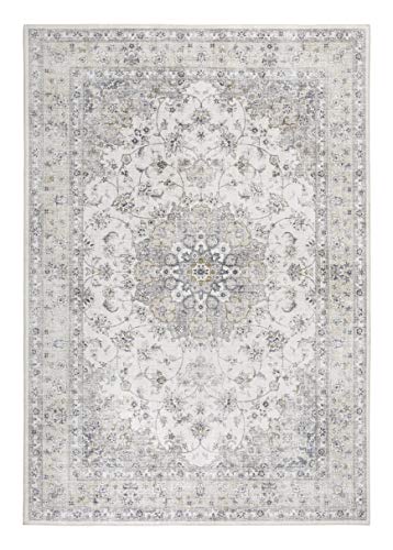 -LUXOR- living Teppich Wohnzimmer Prima im Vintage Design - Wohnzimmerteppich Teppich Kurzflor Digitaldruck in zeitlosem Design Creme 80 x 200 cm von -LUXOR- living
