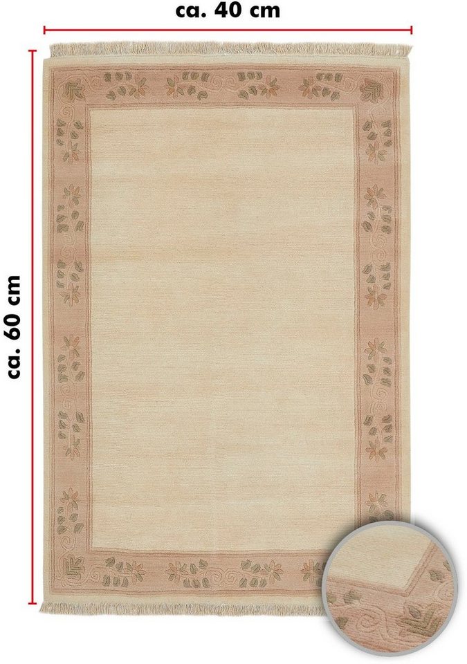 LUXOR living Wollteppich Adour, rechteckig, Höhe: 18 mm, reine Wolle, handgeknüpft, mit Bordüre und Fransen, Wohnzimmer LUXOR living Wollteppich Adour, rechteckig, Höhe: 18 mm, reine Wolle, handgeknüpft, mit Bordüre und Fransen, Wohnzimmer von LUXOR living