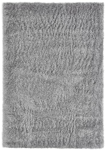 -LUXOR- living moderner Hochflor Teppich Gela, Kunstfell Optik, Shaggy Teppich geeignet als Teppich Wohnzimmer oder Badezimmerteppich, unifarben 120 x 170 cm Grau von -LUXOR- living