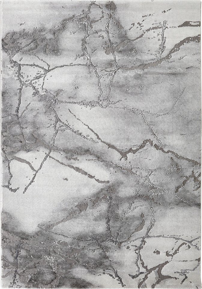 LUXOR living Teppich Phoenix, rechteckig, Höhe: 17 mm, modernes Marmor Design, Hoch-Tief Effekt, Seidenoptik, Wohnzimmer von LUXOR living