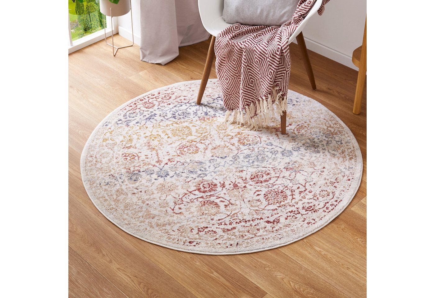 LUXOR living Teppich Rocco, rund, Höhe: 11 mm, Vintage-Look, florales Design, Wohnzimmer, Schlafzimmer LUXOR living Teppich Rocco, rund, Höhe: 11 mm, Vintage-Look, florales Design, Wohnzimmer, Schlafzimmer von LUXOR living