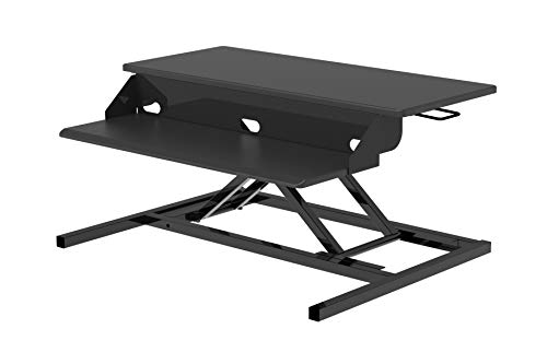 Luxor DC-PRO32-B Höhenverstellbarer Aufsatz Sitz Steh Schreibtisch, Sit-Stand Workstation, mit Fester Tastaturablage, Schwarz, 80 x 35 cm von LUXOR