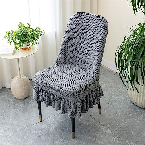 3D Jacquard Akzent Stuhlbezug Mit Gebogener Rückenlehne Und Rüschenrock Stretch Schonbezug Für Esszimmerstühle Armlehnenloser Stuhlhussen Mid Century Modern Stuhlschoner Für Inneneinrichtung ( Color : von LUXRUB