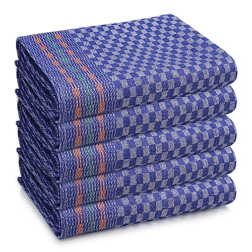 LUXTOGO®️ - Geschirrtücher Baumwolle Set, 100% Baumwolle Küchentücher Ringgesponnene Extra Dicker 300g/m² Geschirrhandtücher 50 x 70 cm Küchenhandtücher für Küche, Restaurant(Blue, Pack of 5) von LUXTOGO