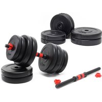 LUXTRI Kurzhantel Set 30 kg mit 16 Zement Hantelscheiben, 2 Hantelstangen gerändelt Sternverschluss Hantel Set verschiedene Gewichte robustes von LUXTRI