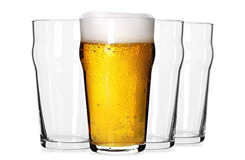 LUXU Pint Gläser, 20 OZ British Beer Glass, Classic Craft Beer Glasses, Premium Beer Glasses Tumbler Set of 4, Pub Beer Glasses, Unique Design Biergläser Einfach im Schrank zu stapeln von LUXU