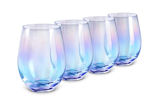 LUXU Regenbogen-Weingläser ohne Stiel (4 Stück), 590 ml, große schillernde Weingläser für Rot- oder Weißwein, ohne Stiel, Getränkebecher, schlankes Trinkglas, Party, Zuhause und Bar von LUXU