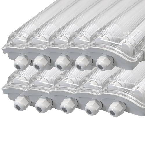 LUXULA 10er Pack LED Feuchtraumleuchte mit 2x18W LED-Röhren T8-120cm - 3600lm - 4000K Neutralweiß - IP65 IK08 - Wannenleuchte Werkstatt Keller Garage LUXULA 10er Pack LED Feuchtraumleuchte mit 2x18W LED-Röhren T8-120cm - 3600lm - 4000K Neutralweiß - IP65 IK08 - Wannenleuchte Werkstatt Keller Garage von LUXULA