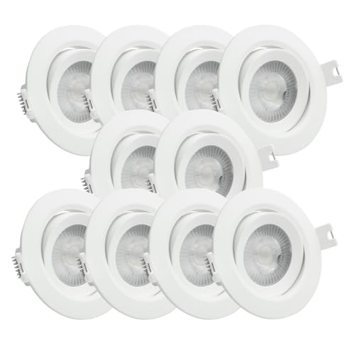 LUXULA 10er Set schwenkbarer LED Einbaustrahler 230V - Ø68-72mm - 7W 718lm - CCT Einbauleuchte Spot IP44 Badezimmer Küche - 3000K 4000K 6000K einstellbar - Warmweiß Neutralweiß Kaltweiß LUXULA 10er Set schwenkbarer LED Einbaustrahler 230V - Ø68-72mm - 7W 718lm - CCT Einbauleuchte Spot IP44 Badezimmer Küche - 3000K 4000K 6000K einstellbar - Warmweiß Neutralweiß Kaltweiß von LUXULA