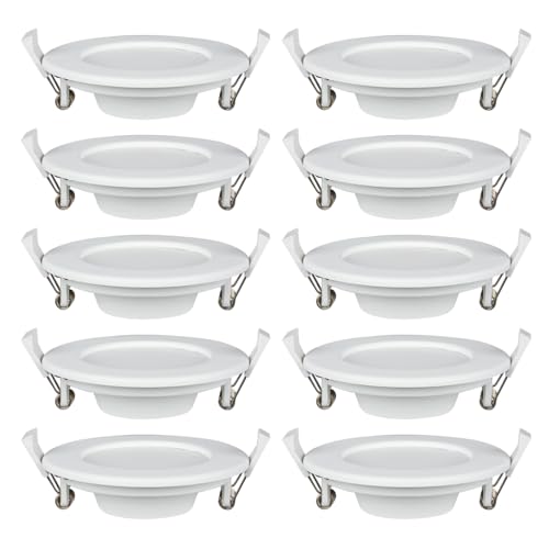 LUXULA 10x Einbaustrahler LED Spots 230V dimmbar - Warmweiß Neutralweiß Kaltweiß einstellbar - 6W 525lm CCT Deckenspots flach Deckenstrahler IP44 Spotlight - matt weiß rund - 115x32mm von LUXULA