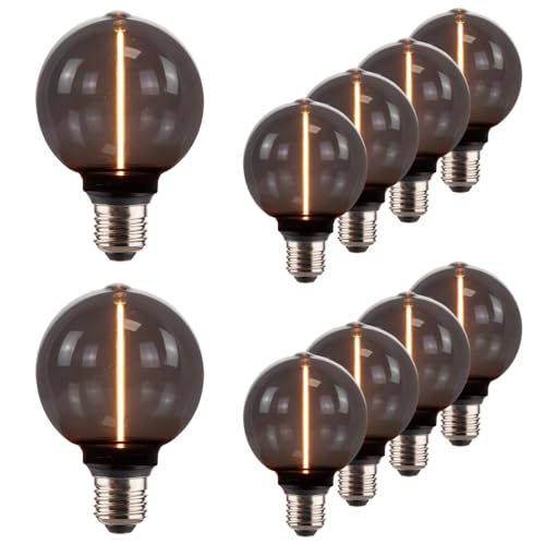 LUXULA 10x LED Filament Leuchtmittel LINE Smoke - Globe G80 E27 2W 40lm 1800K Warmweiß dimmbar - Vintage Design Ambiente Deko Glühbirne Lampe LUXULA 10x LED Filament Leuchtmittel LINE Smoke - Globe G80 E27 2W 40lm 1800K Warmweiß dimmbar - Vintage Design Ambiente Deko Glühbirne Lampe von LUXULA