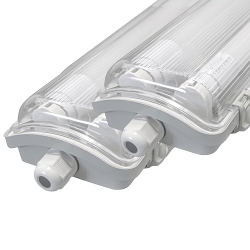 LUXULA 2er Pack LED Feuchtraumleuchte mit 2x18W LED-Röhren T8-120cm - 3600lm - 4000K Neutralweiß - IP65 IK08 - Wannenleuchte Werkstatt Keller Garage LUXULA 2er Pack LED Feuchtraumleuchte mit 2x18W LED-Röhren T8-120cm - 3600lm - 4000K Neutralweiß - IP65 IK08 - Wannenleuchte Werkstatt Keller Garage von LUXULA