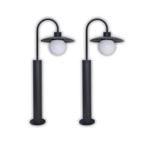 LUXULA 2er Set Wegeleuchte Außen mit Bodenplatte und Erdspieß, E27 Fassung, Aluminium, 65cm Höhe - LED Außenleuchte IP44 Stehleuchte Garten Terrasse von LUXULA