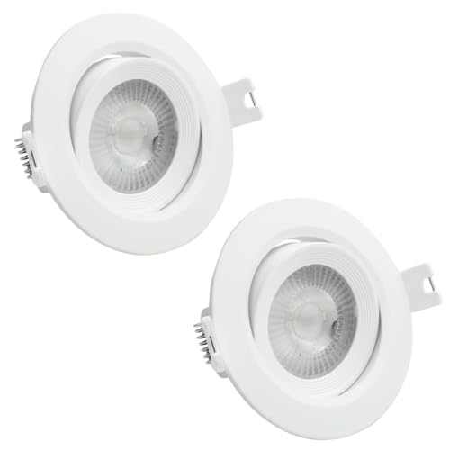 LUXULA 2er Set schwenkbarer LED Einbaustrahler 230V - Ø68-72mm - 7W 718lm - CCT Einbauleuchte Spot IP44 Badezimmer Küche - 3000K 4000K 6000K einstellbar - Warmweiß Neutralweiß Kaltweiß LUXULA 2er Set schwenkbarer LED Einbaustrahler 230V - Ø68-72mm - 7W 718lm - CCT Einbauleuchte Spot IP44 Badezimmer Küche - 3000K 4000K 6000K einstellbar - Warmweiß Neutralweiß Kaltweiß von LUXULA