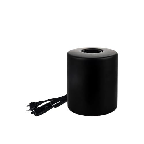 LUXULA 2x Tischleuchte JAR mit E27 Fassung, Metall, 180cm Textilkabel mit Schalter, Schwarz, rund - Tischlampe für Wohnzimmer Schlafzimmer Nachttisch - ohne Leuchtmittel von LUXULA