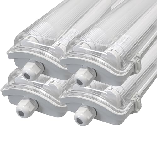 LUXULA 4er Pack LED Feuchtraumleuchte mit 2x18W LED-Röhren T8-120cm - 3600lm - 4000K Neutralweiß - IP65 IK08 - Wannenleuchte Werkstatt Keller Garage LUXULA 4er Pack LED Feuchtraumleuchte mit 2x18W LED-Röhren T8-120cm - 3600lm - 4000K Neutralweiß - IP65 IK08 - Wannenleuchte Werkstatt Keller Garage von LUXULA