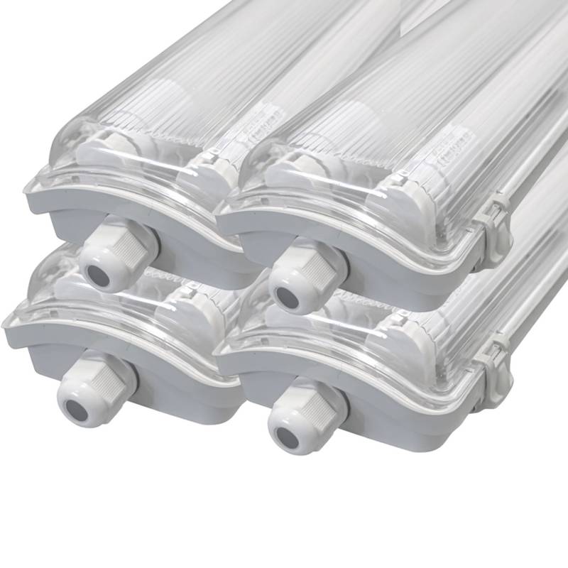 LUXULA 4er-Set LED Feuchtraum Wannenleuchte 120cm LED Wannenleuchte Inkl. LED-Röhren T8 4000K IP65 IK08 von LUXULA