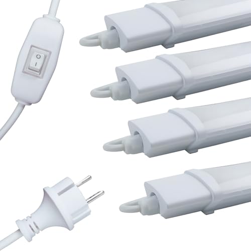 LUXULA 4er Set LED Unterbauleuchte 90cm mit Schalter - 120cm Kabel - 22W 2000lm - 4000K Neutralweiß - 230V Schukostecker - IP65 Feuchtraumleuchte Schrankbeleuchtung Küche Werkstatt LUXULA 4er Set LED Unterbauleuchte 90cm mit Schalter - 120cm Kabel - 22W 2000lm - 4000K Neutralweiß - 230V Schukostecker - IP65 Feuchtraumleuchte Schrankbeleuchtung Küche Werkstatt von LUXULA