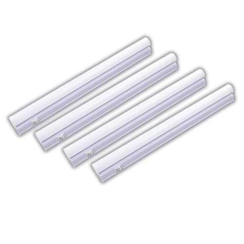 LUXULA 4er Set LED Unterbauleuchte mit Schalter - Lichtleiste 30cm 4500K Neutralweiß 4W 360lm verknüpfbar - Unterschrankleuchte Lampen Leiste 230V für Küchenschrank Werkstatt- 304x22x36mm von LUXULA