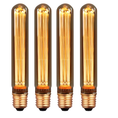 LUXULA 4x LED Filament Leuchtmittel Amber - Röhre T30 E27 2,3W 65lm 1800K Warmweiß dimmbar - Vintage Design Ambiente Deko Glühbirne Tube Stab von LUXULA