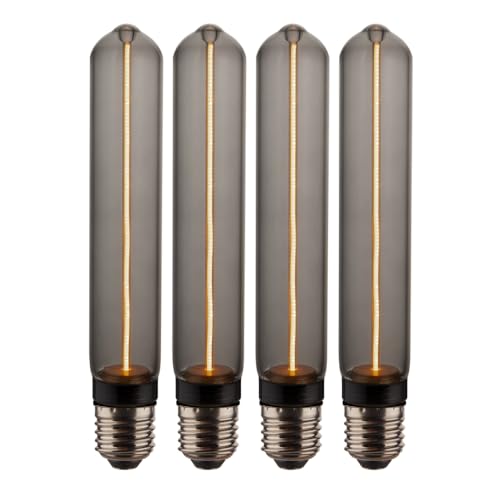 LUXULA 4x LED Filament Leuchtmittel TUBE LINE Smoke - Röhre T30 E27 2W 65lm 1800K Warmweiß dimmbar - Vintage Design Ambiente Deko Glühbirne Lampe von LUXULA