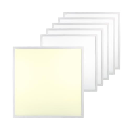 LUXULA 6x LED Panel 62x62cm Rasterleuchte - 36W 3600lm - 3000K Warmweiß - flimmerfrei - mit Netzteil 230V - LED Deckenleuchte für Rasterdecke - Einlegeleuchte Büroleuchte Gewerbe von LUXULA