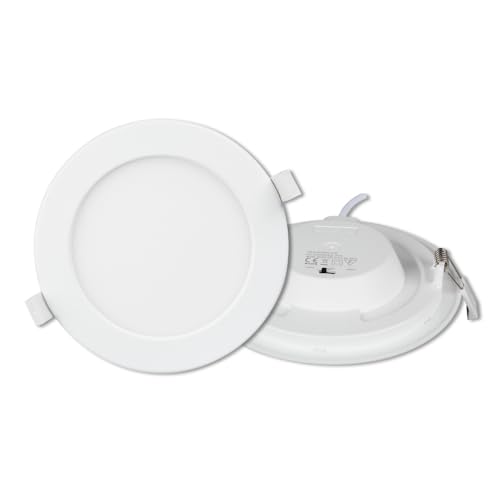 LUXULA Einbaustrahler LED Spots 230V dimmbar - Warmweiß Neutralweiß Kaltweiß einstellbar - 24W 2565lm CCT Deckenspots flach Deckenstrahler IP44 Spotlight - matt weiß rund - 240x32mm von LUXULA