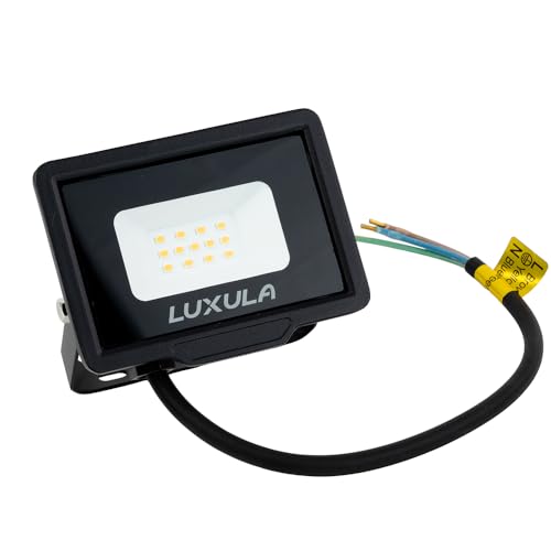 LUXULA LED Strahler Außen, 10W, 4000K Neutralweiß, 1000lm, IP65 wasserdicht, Außenstrahler Fluter, Aussenleuchte Scheinwerfer, LED Außenbeleuchtung für Garten, Einfahrt, Garage, Terrasse, Schwarz von LUXULA
