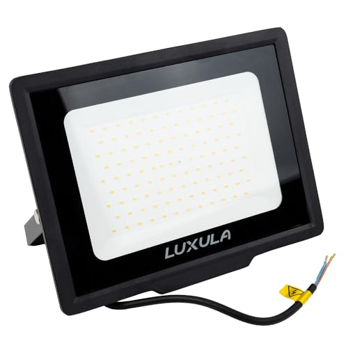 LUXULA LED Strahler Außen, 100W, 4000K Neutralweiß, 10000lm, IP65 wasserdicht, Außenstrahler Fluter, Aussenleuchte Scheinwerfer, LED Außenbeleuchtung für Garten, Einfahrt, Garage, Terrasse, Schwarz von LUXULA