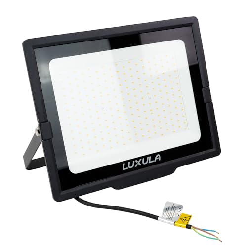 LUXULA LED Strahler Außen, 200W, 3000K Warmweiß, 20000lm, IP65 wasserdicht, Außenstrahler Fluter, Aussenleuchte Scheinwerfer, LED Außenbeleuchtung für Garten, Einfahrt, Garage, Terrasse, Schwarz von LUXULA