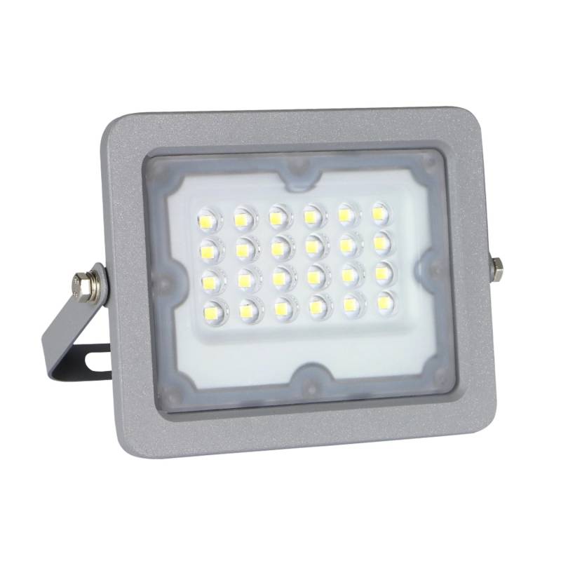 LUXULA LED Außenstrahler Flutlichtstrahler mit 20 W 4000 K Neutralweiß 1800 lm in Grau IP65 von LUXULA
