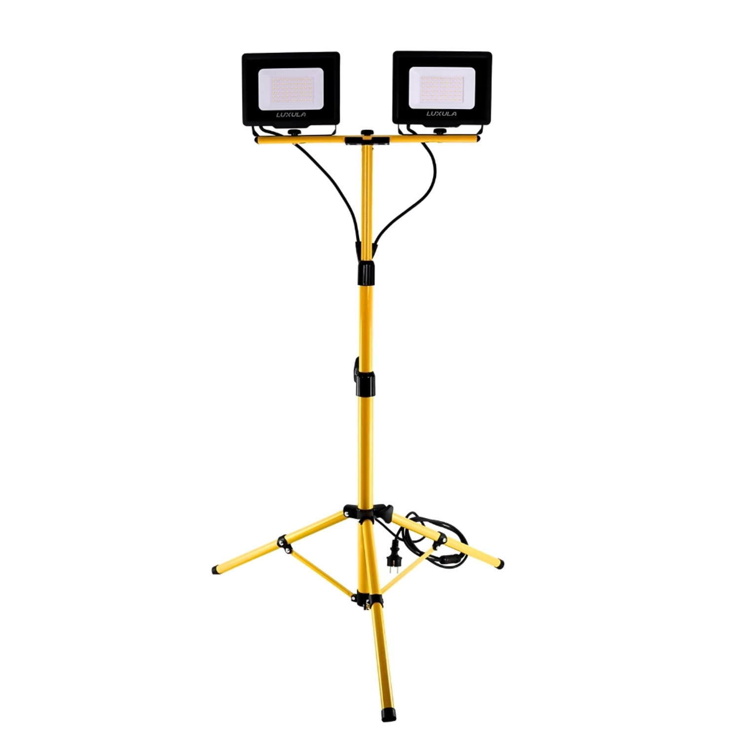 LUXULA LED Baustrahler mit Stativ 2x50W 4000K Neutralweiß 10000Lm IP65 Strahler mit Schutzkontaktstecker von LUXULA